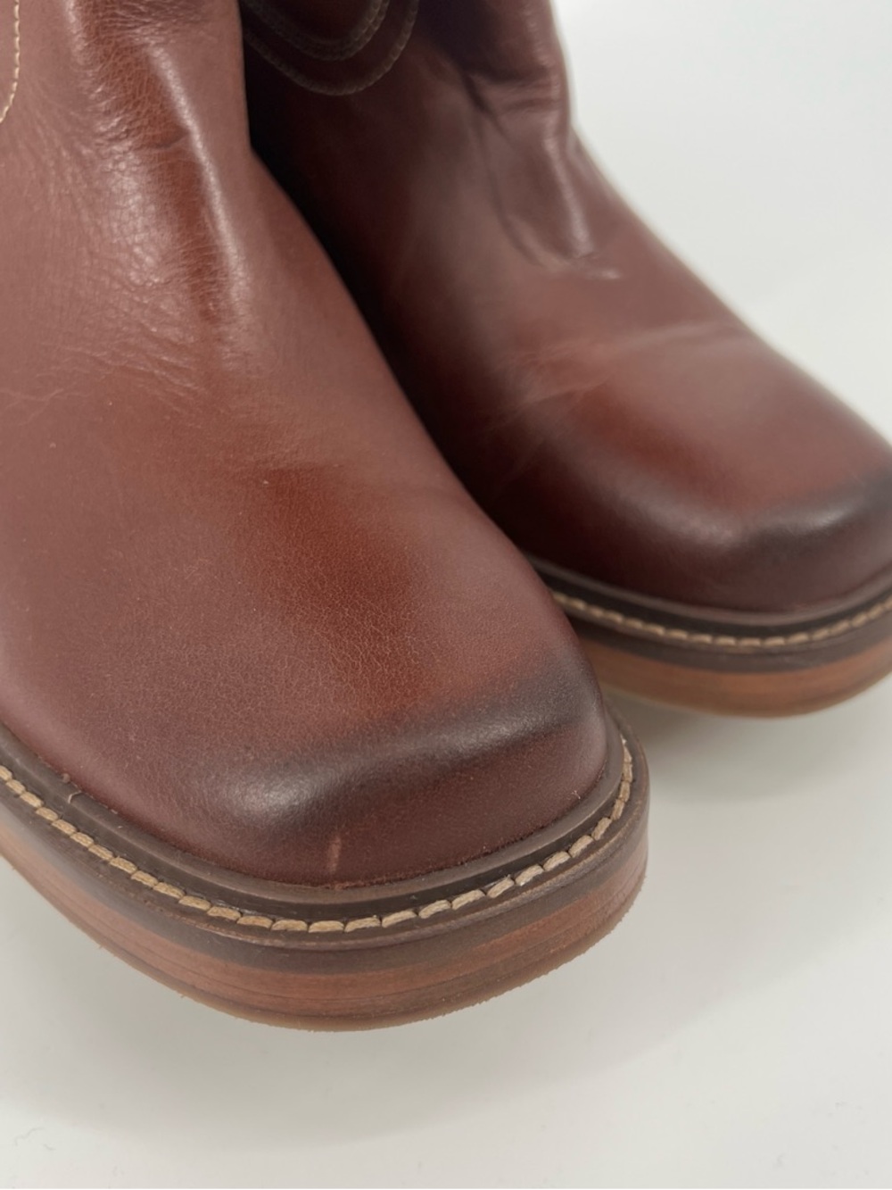 Frye Kate Deco Stitch Floral Embroidered Square Toe Leather Western Boots 8 - Picture 6 of 11